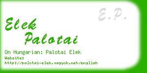 elek palotai business card